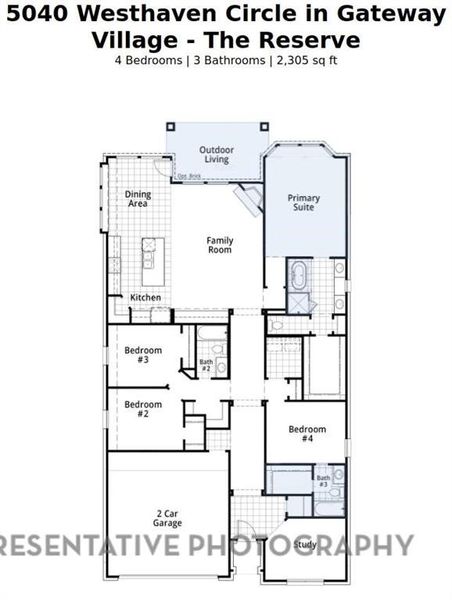 2D floor plan layout of this home in Gateway Village - The Reserve: 50ft. lots, Denison, TX (Image 3). 2D floor plan layout of this home in Gateway Village - The Reserve: 50ft. lots, Denison, TX (Image 3).
