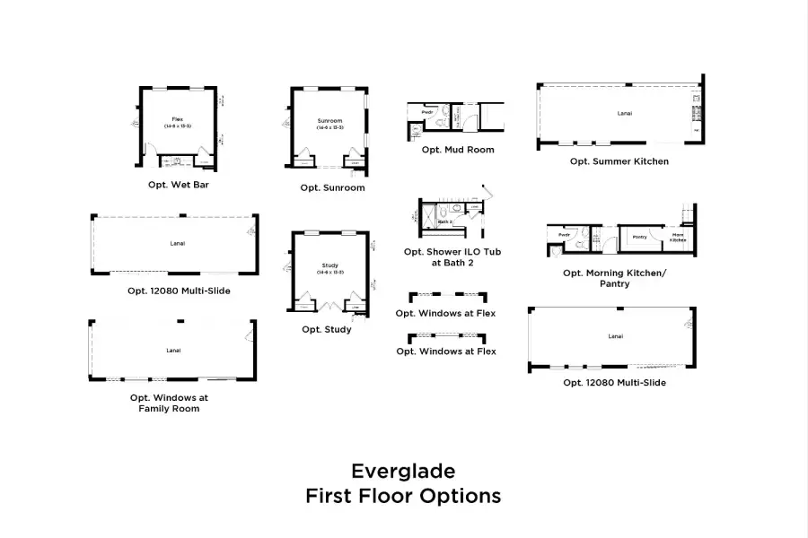 2D floor plan layout for the Everglade by DRB Homes in Preserve at Old Mill, Wesley Chapel, FL (Image 4).