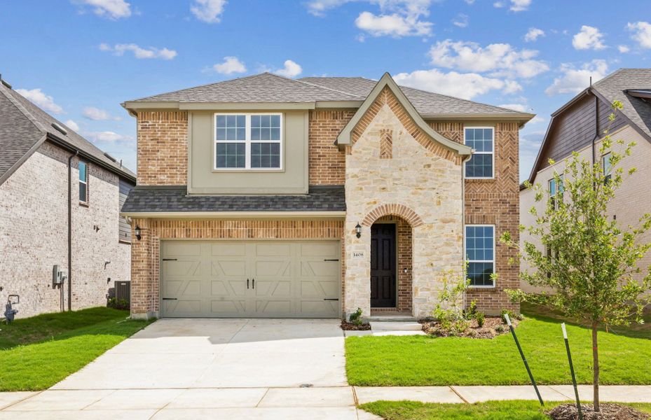 The Hamilton, a two-story home with 2-car garage, shown as Home Exterior B