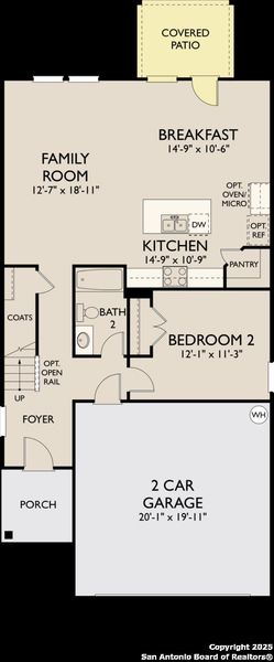 2D floor plan layout of this home in Meadows at Hennersby Hollow 40's, San Antonio, TX (Image 5).