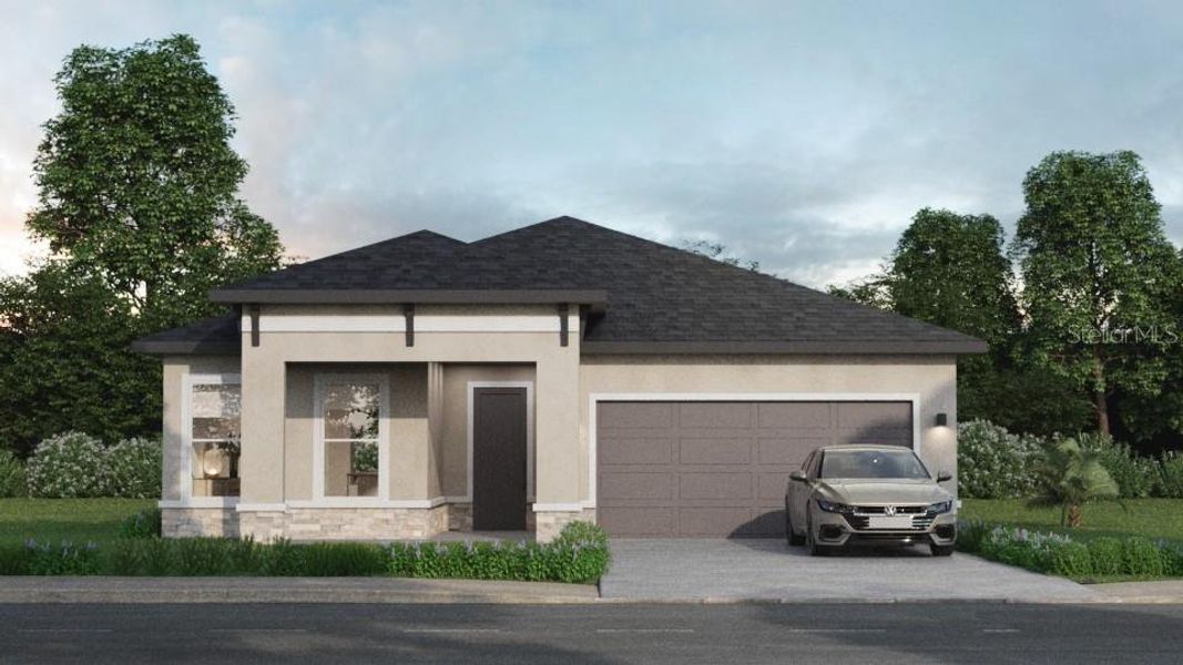 Front exterior of a new home in Sabana Reserve, Ocala, FL, highlighting curb appeal (Image 1).