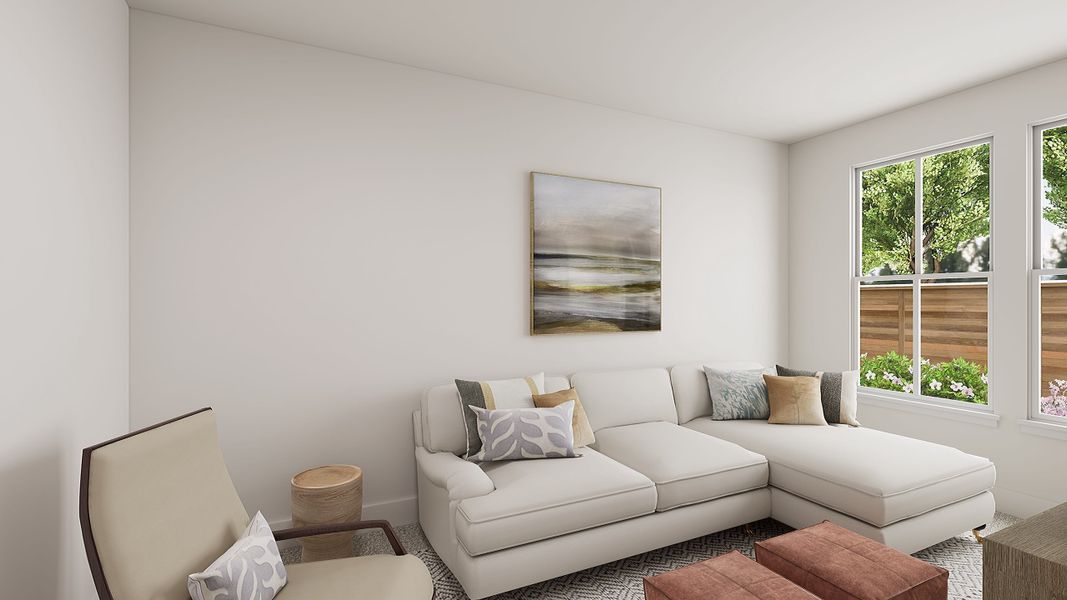 Representative furnished interior of a home built from the Juniper by Tri Pointe Homes in Landmark, Denton (Image 7).