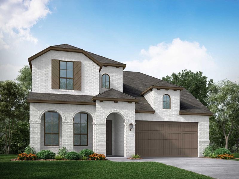 Front exterior of a new home in Wolf Ranch: 51ft. lots, Georgetown, TX, highlighting curb appeal (Image 2).