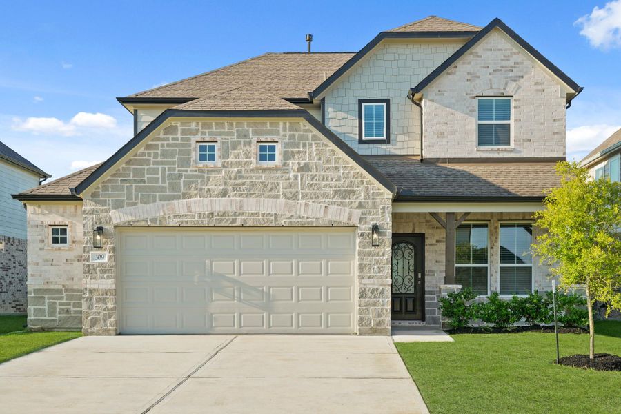 Front exterior of a new home in Beacon Hill, Waller, TX, highlighting curb appeal (Image 22).