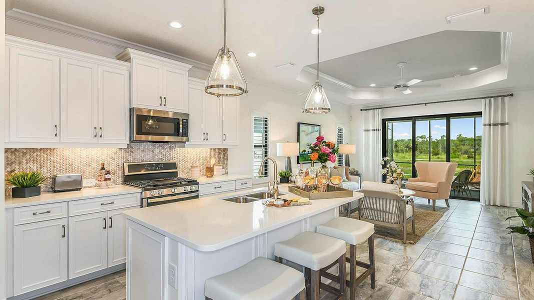 Furnished interior view inside a new home in Windward Real Estate and Homes for Sale in Sarasota, FL - Neal Communities, Sarasota (Image 6). Furnished interior view inside a new home in Windward Real Estate and Homes for Sale in Sarasota, FL - Neal Communities, Sarasota (Image 6).