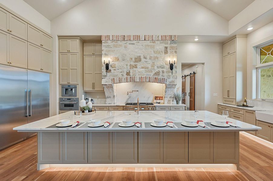 Under cabinet lights and texas size island