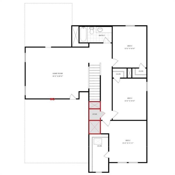 2D floor plan layout of this home in Palmilla Springs 50s Sales Phase 2, Fort Worth, TX (Image 4).