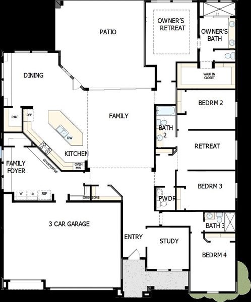 2D floor plan layout of this home in Sentiero at Windrose, Waddell, AZ (Image 2).