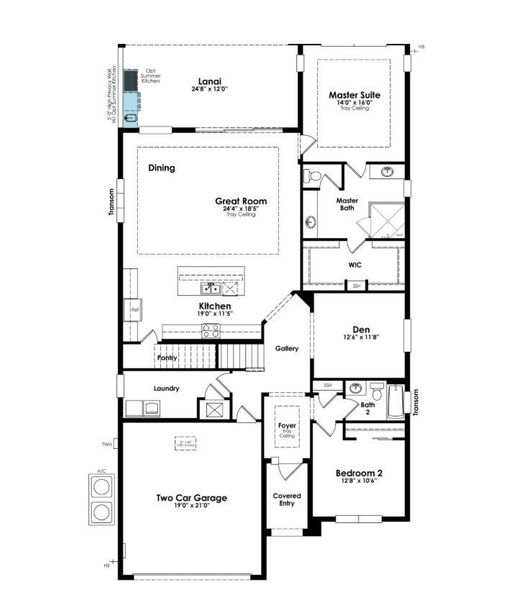 2D floor plan layout of this home in Cresswind Palm Beach at Westlake, Westlake, FL (Image 5).