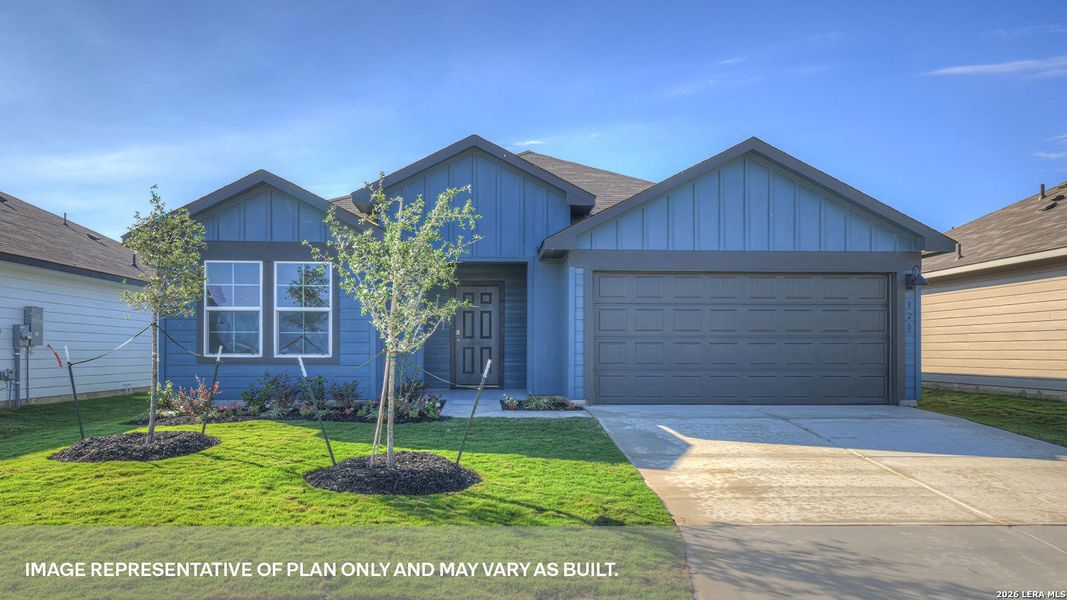 Front exterior of a new home in Swenson Heights, Seguin, TX, highlighting curb appeal (Image 1). Front exterior of a new home in Swenson Heights, Seguin, TX, highlighting curb appeal (Image 1).