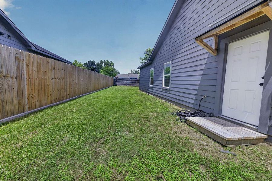 Large Side yard.