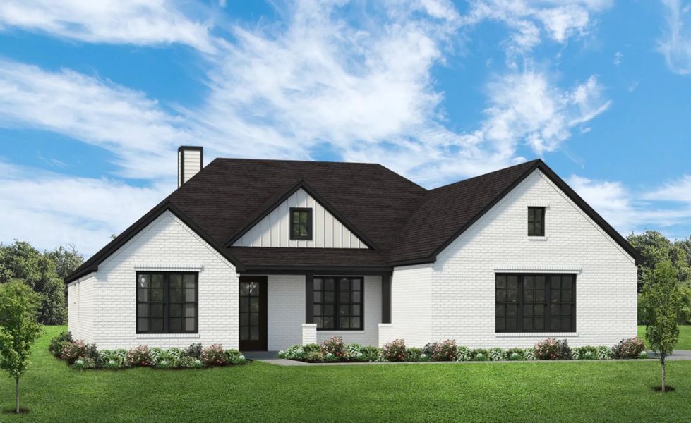 Representative exterior photo of a completed home built from the The Rhett by Elmwood Custom Homes in Matthews Farm, Venus, TX (Image 7). Representative exterior photo of a completed home built from the The Rhett by Elmwood Custom Homes in Matthews Farm, Venus, TX (Image 7).