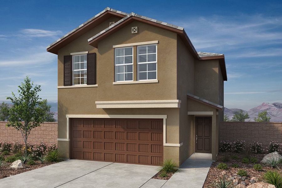 Front exterior of a new home in Founders Ridge, Vail, AZ, highlighting curb appeal (Image 1).