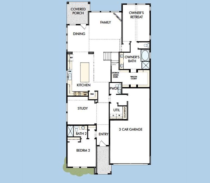 2D floor plan layout for the The Peony by David Weekley Homes in Mustang Lakes, Celina, TX (Image 4).
