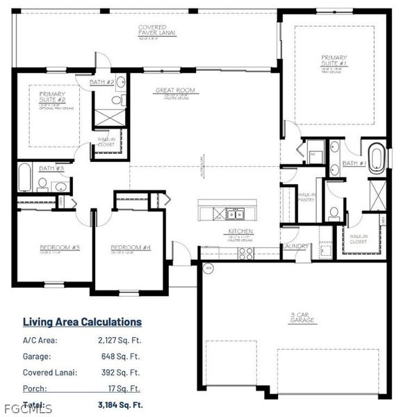 2D floor plan layout of this home in Cape Coral, Cape Coral, FL (Image 4).