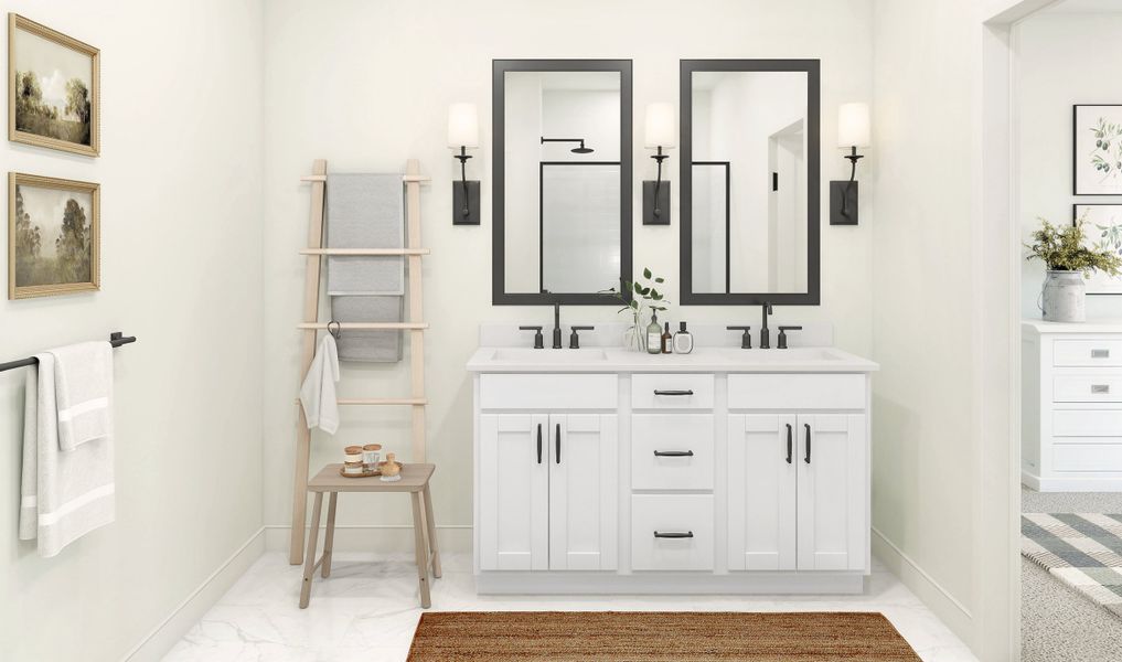 Primary bath with dual vanities