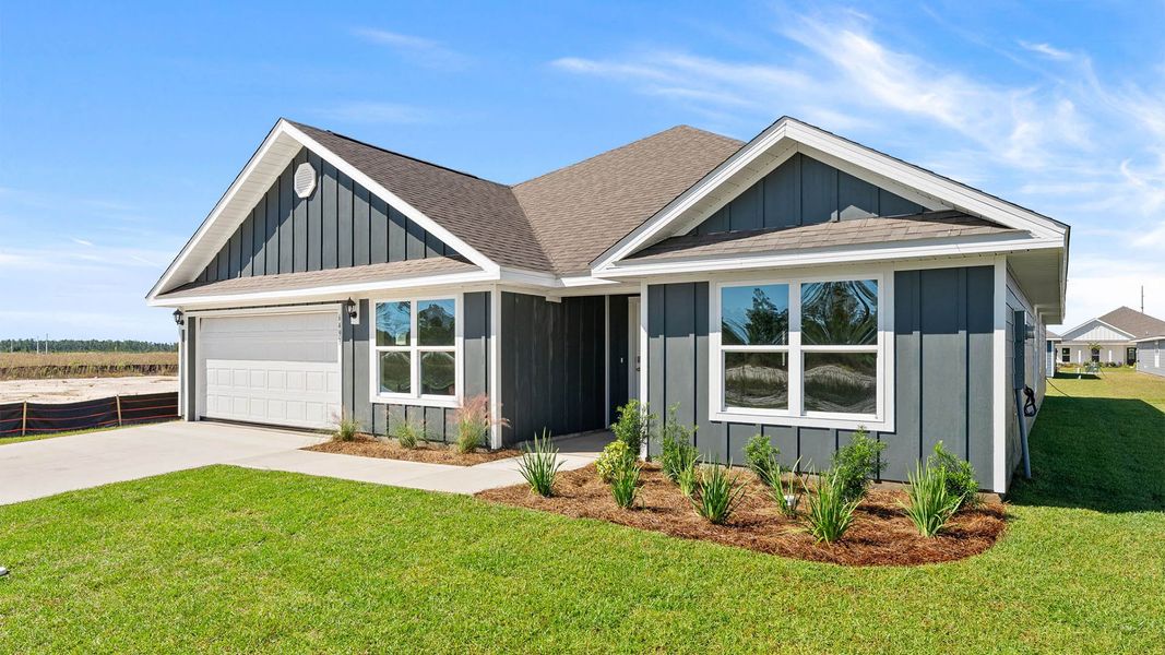 Front exterior of a new home in Liberty, Panama City, FL, highlighting curb appeal (Image 2).