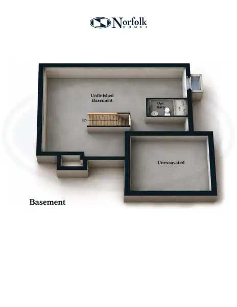 2D floor plan layout for the The Hartland by Norfolk Homes in Offsite Builds Southern Michigan, Ann Arbor, MI (Image 31).