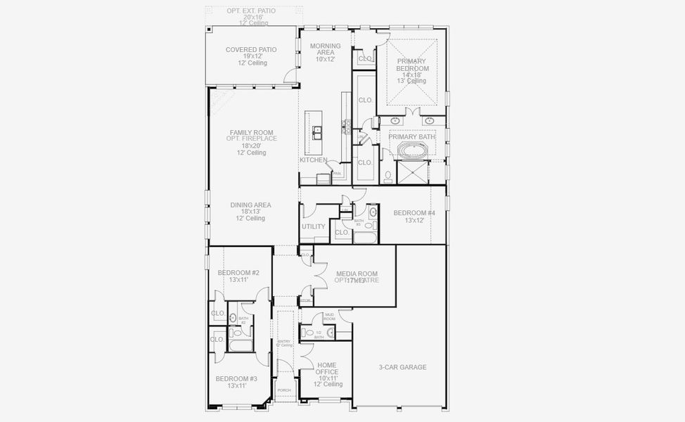 2D floor plan layout for the 3112W by Perry Homes in Juniper Springs 60', Lockhart, TX (Image 4). 2D floor plan layout for the 3112W by Perry Homes in Juniper Springs 60', Lockhart, TX (Image 4).