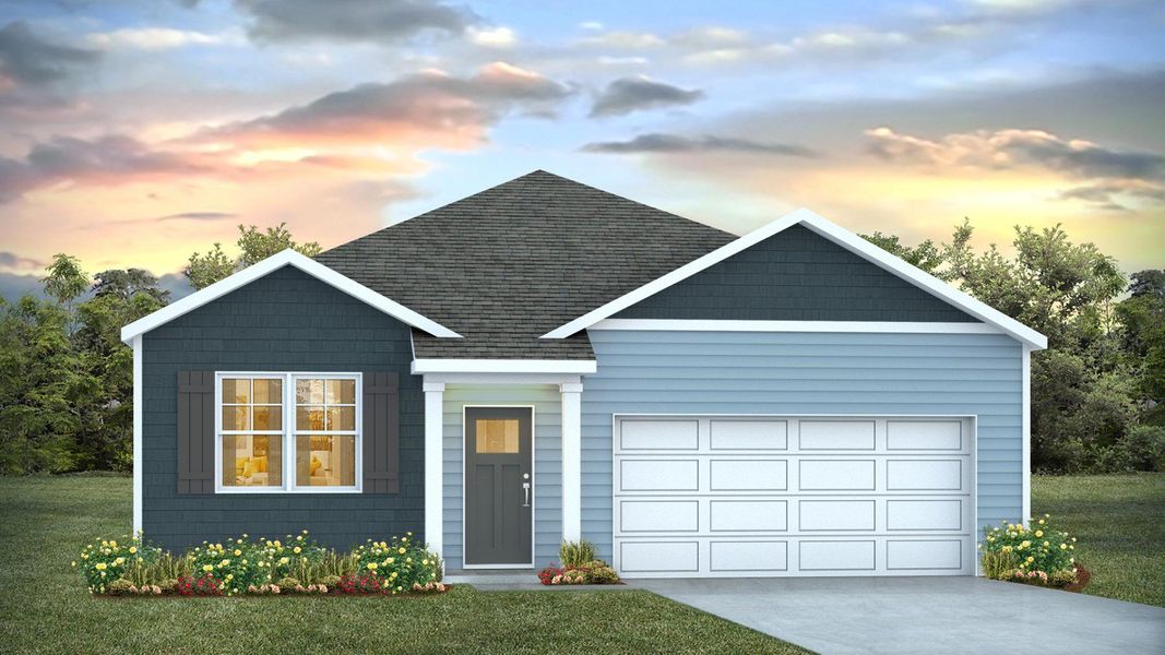 Representative exterior photo of a completed home built from the ARIA by D.R. Horton in Mariners Reach, Bolivia, NC (Image 19).