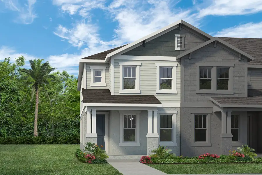 Representative exterior photo of a completed home built from the Franklin by Rockwell Homes in Harvest at Ovation - Townhomes, Winter Garden, FL (Image 36).