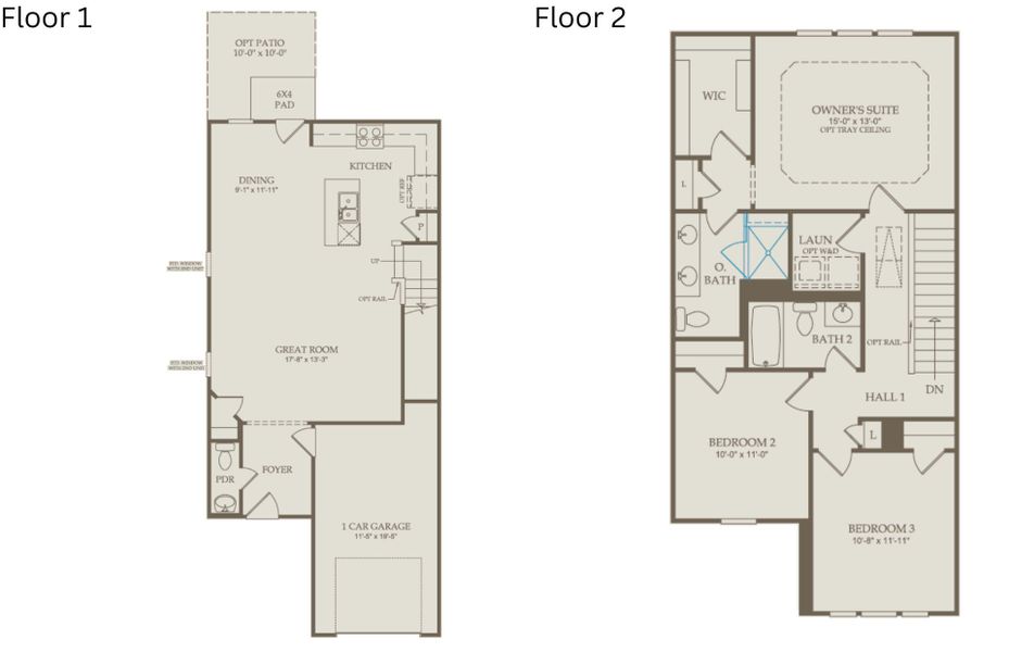 2D floor plan layout of this home in Saunders Farm, Willow Spring, NC (Image 3).
