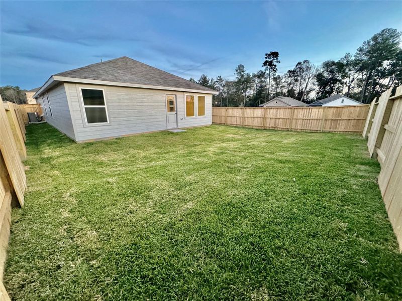 Exterior details and patio area of a home in Pinewood at Grand Texas, New Caney (Image 3).