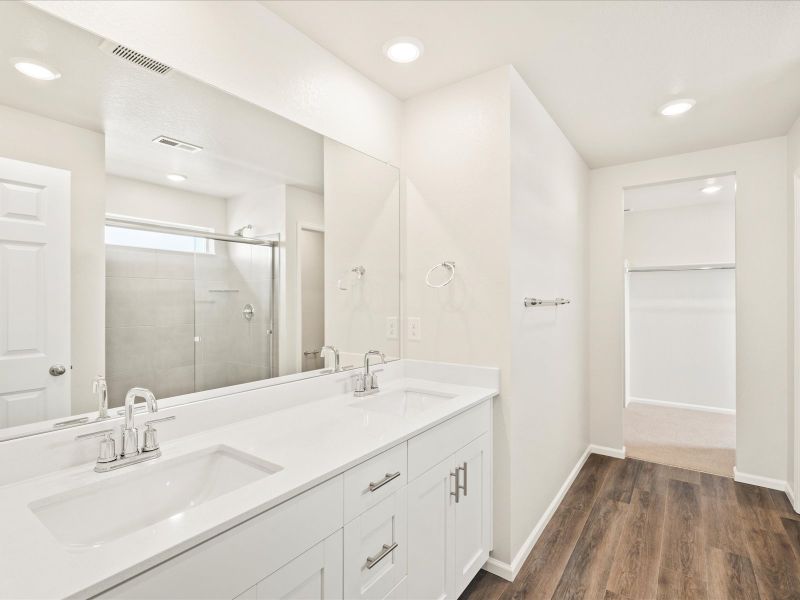 Furnished interior view inside a new home in Buffalo Highlands: The Flora Collection, Commerce City (Image 6).