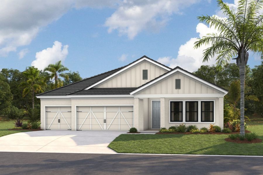Representative exterior photo of a completed home built from the Hyde Park III by Homes by WestBay in Pasadena Ridge, Pasadena Hills, FL (Image 2).