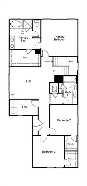 This floor plan features 3 bedrooms, 2 full baths, 1 half bath and over 2,300 square feet of living space.