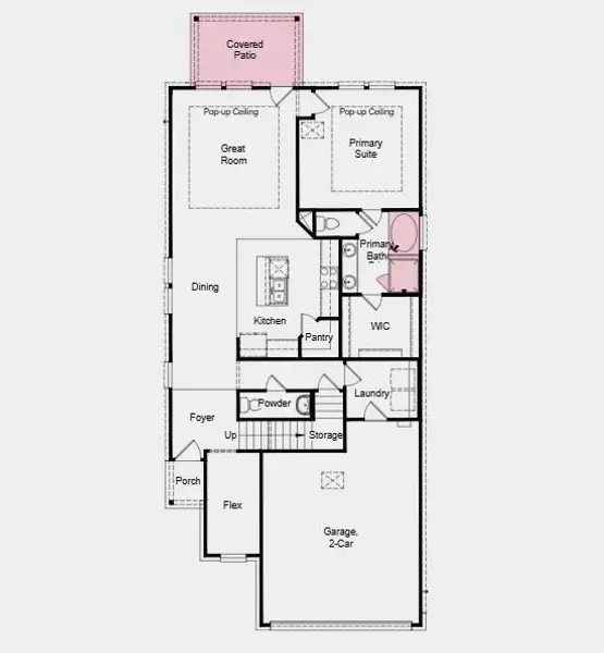 Additional Highlights Include: Covered outdoor living, 12" pop-up ceilings at gathering room and primary suite, and slide-in tub at primary bath. Additional Highlights Include: Covered outdoor living, 12" pop-up ceilings at gathering room and primary suite, and slide-in tub at primary bath.