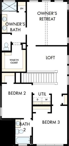 2D floor plan layout of this home in The Twilight at Goodnight Ranch, Austin, TX (Image 3).