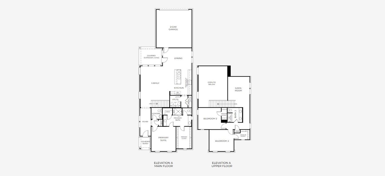 2D floor plan layout for the Crowder by Olivia Clarke Homes in The Heights at Uptown Celina, Celina, TX (Image 3). 2D floor plan layout for the Crowder by Olivia Clarke Homes in The Heights at Uptown Celina, Celina, TX (Image 3).