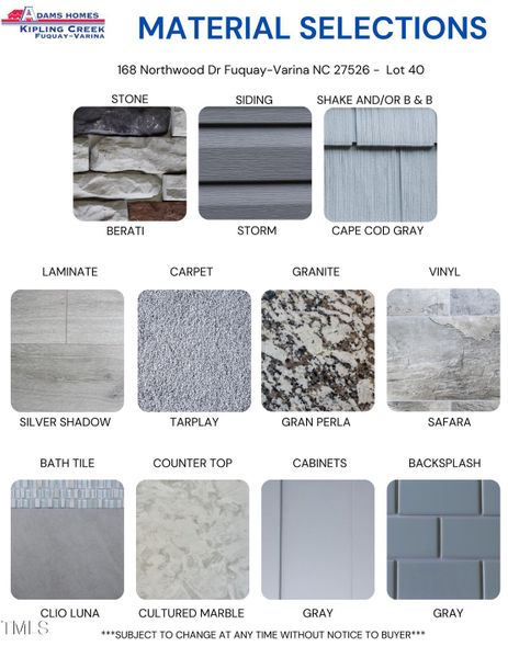 Material Color Selections