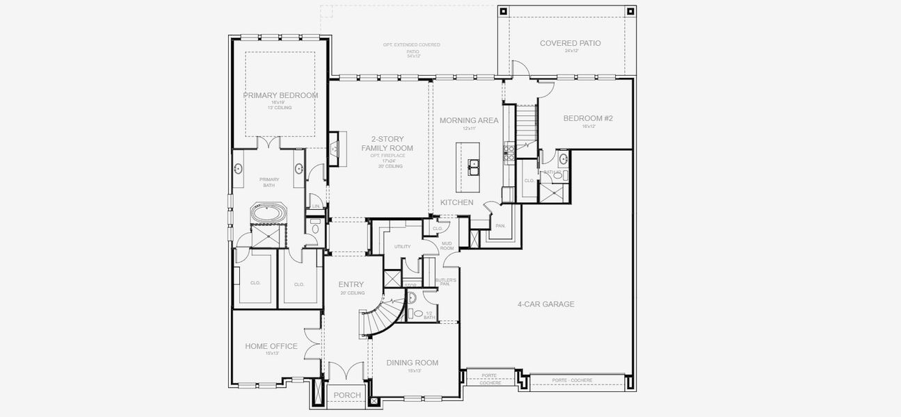 2D floor plan layout for the 4978W by Perry Homes in Creek of Driftwood, Driftwood, TX (Image 3).