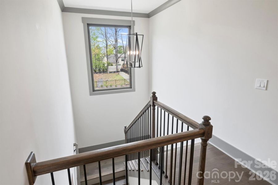 Beautiful picture window in stairwell Beautiful picture window in stairwell