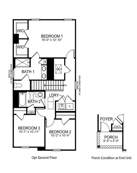 2D floor plan layout for the Mitchell by D.R. Horton in Shepherd's Farm, Mooresville, NC (Image 4).