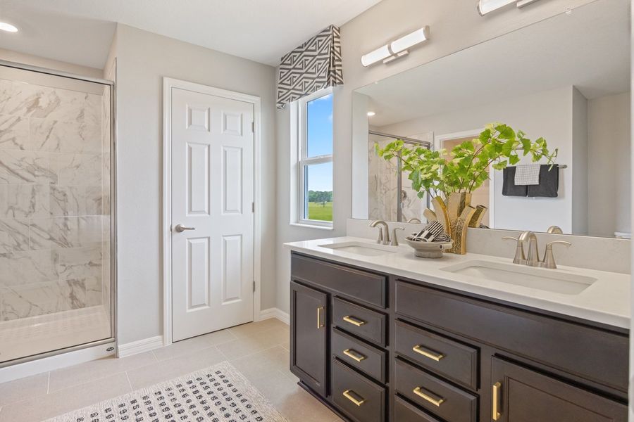 Dual-sink vanity at primary bath Dual-sink vanity at primary bath