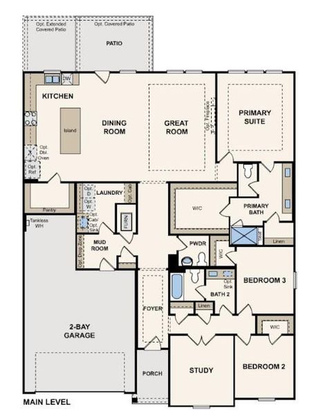 2D floor plan layout of this home in Grand Oaks, Mont Belvieu, TX (Image 2).