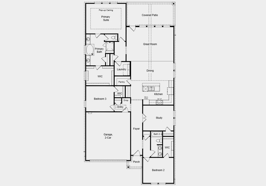 2D floor plan layout for the Guadalupe by Taylor Morrison in Village Grove, Dripping Springs, TX (Image 3).