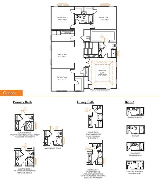 2D floor plan layout for the Winslow by True Homes in Whispering Hills, Locust, NC (Image 2).