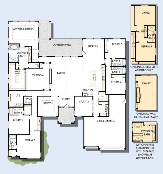 2D floor plan layout for the The Whitewing by David Weekley Homes in Tierra at Legado West, Queen Creek, AZ (Image 3).