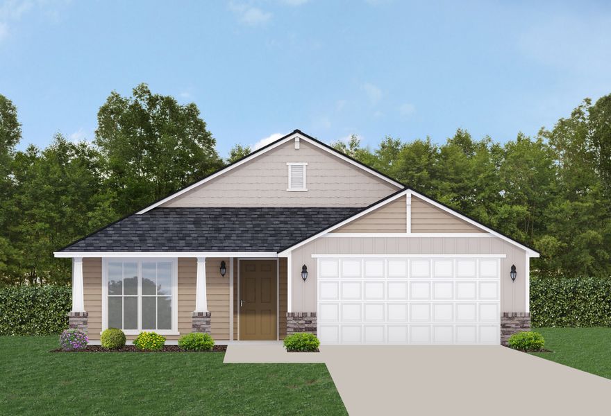 Representative exterior photo of a completed home built from the 1820 by Adams Homes in Winding Oaks, Weeki Wachee, FL (Image 39).