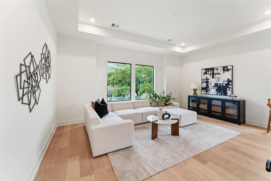 Massive game room spanning over 340 square feet creates the ultimate second floor room for entertainment, complete with a large storage closet and/or data closet.