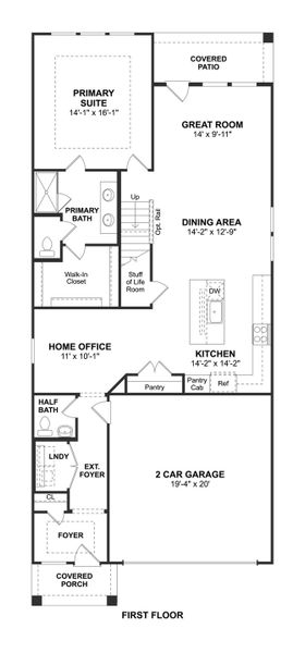 2D floor plan layout for the Spanish Cedar by K. Hovnanian® Homes in Heritage Ranch, Sherman, TX (Image 3). 2D floor plan layout for the Spanish Cedar by K. Hovnanian® Homes in Heritage Ranch, Sherman, TX (Image 3).