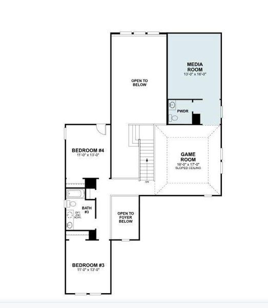 2D floor plan layout of this home in Lilybrooke at Legacy Hills, Celina, TX (Image 3).
