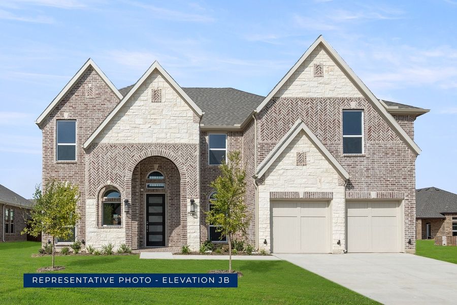 Representative exterior photo of a completed home built from the Hillcrest 2F (w/Media) by First Texas Homes in Cambridge Estates, Prosper, TX (Image 14).
