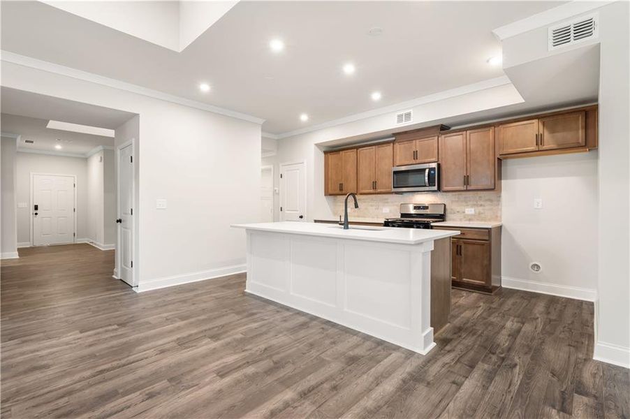 Furnished interior view inside a new home in Cambridge at Steels Bridge: Steels Bridge, Canton (Image 3). Furnished interior view inside a new home in Cambridge at Steels Bridge: Steels Bridge, Canton (Image 3).