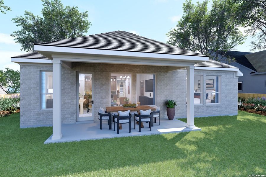 Exterior details and patio area of a home in Meyer Ranch – Select Reserve Series, New Braunfels (Image 2).