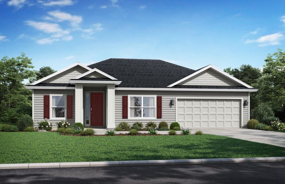 Representative exterior photo of a completed home built from the Evergreen by SEDA New Homes in Weston Woods, Jacksonville, FL (Image 2). Representative exterior photo of a completed home built from the Evergreen by SEDA New Homes in Weston Woods, Jacksonville, FL (Image 2).
